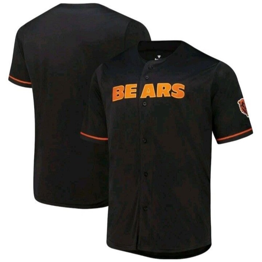 Chicago Bears 5XLT Fanatics Men's Button Black Baseball Jersey NFL football